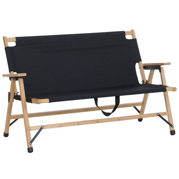 Mendler Bambus Campingbank HWC-Q40, Outdoorbank Picknickbank Gartenbank, klappbar Tragegriff Stoff/Textil 117cm, schwarz, 122893