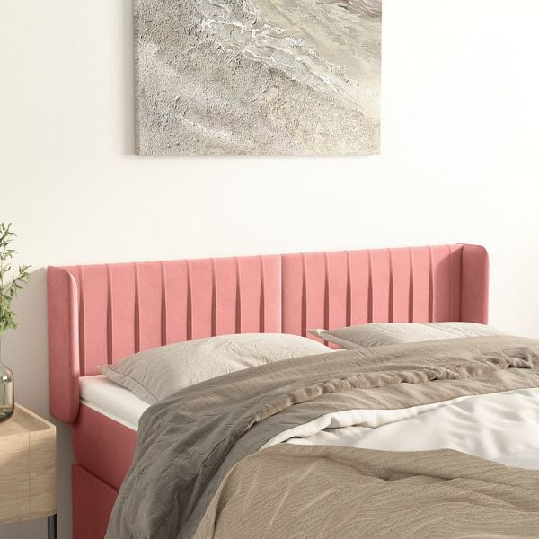 vidaXL Kopfteil mit Ohren Rosa 147x16x78/88 cm Samt, 3119059