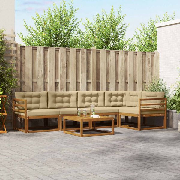 vidaXL Outdoor-Sofagarnitur mit Kissen 6-teilig Natur und Beige, 3367601