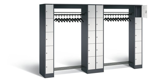 C+P Offene Garderobe Serie 8070, H1950xB2840xT480mm, Farbe: Schwarzgrau / Lichtgrau, 80730-20 S10034