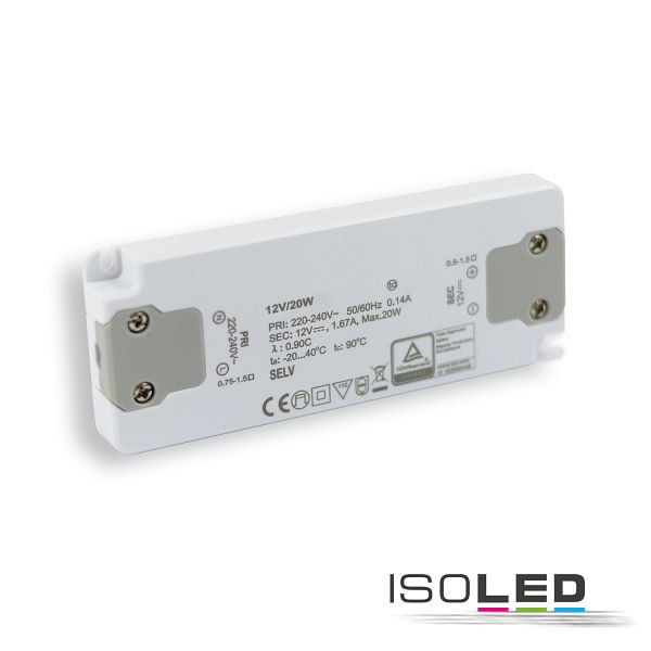 ISOLED LED Trafo 12V/DC, 0-20W, ultraslim, 115622