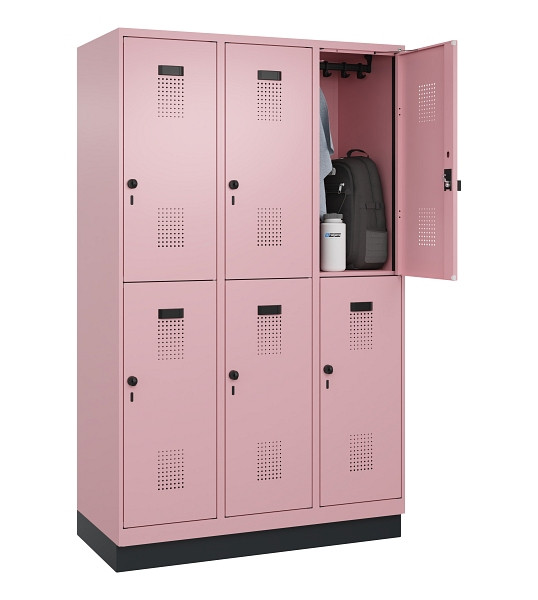 C+P Doppelstöckiger Spind Evolo PLUS, mit Sockel, 6 Fächer, 1950x1200x500mm, 301, Drehriegel, 049320-32 S10024