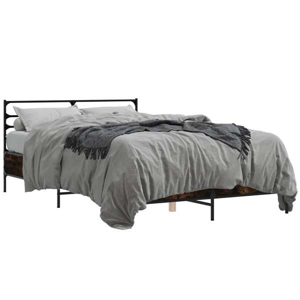 vidaXL Bettgestell Räuchereiche 120x190 cm Holzwerkstoff und Metall, 3280069