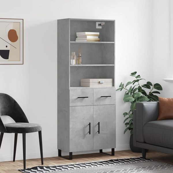 vidaXL Highboard Betongrau 69,5x34x180 cm Holzwerkstoff, 3200541