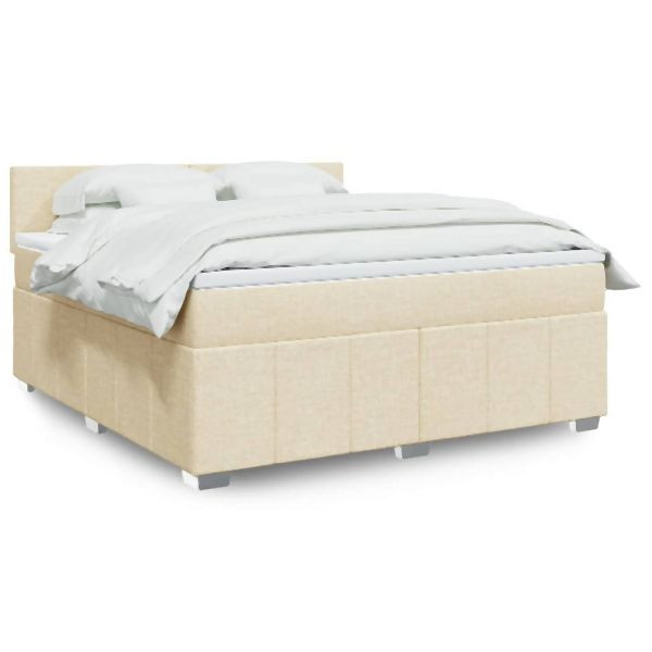 vidaXL Boxspringbett mit Matratze Creme 180x200 cm Stoff, 3287145