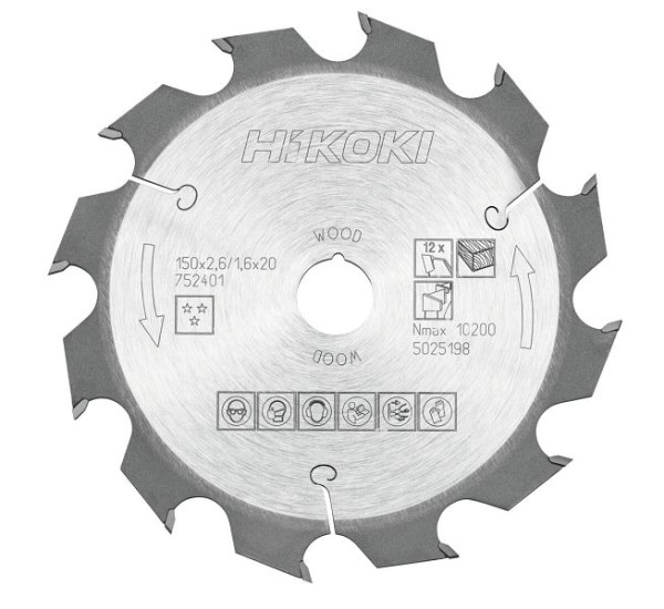HiKOKI TCT Kreissägeblatt Holz 150x20/16xZ12 Wechselzahn, 752401