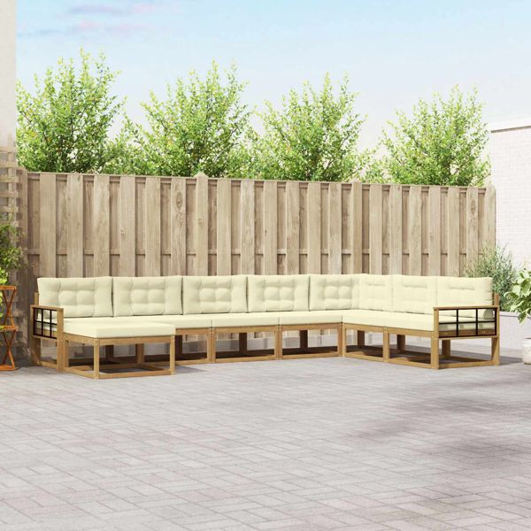 vidaXL Outdoor-Sofagarnitur 8-teilig Weiß und Creme, 3386874