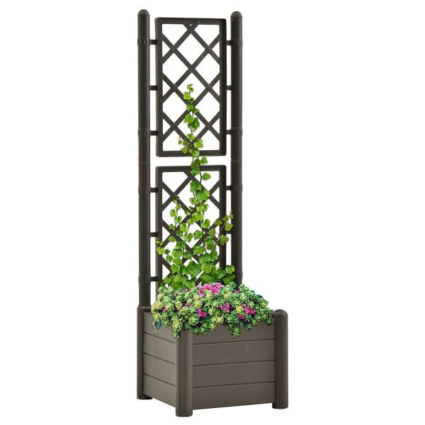 vidaXL Pflanzkübel mit Spalier 43x43x142 cm PP Anthrazit, 313981