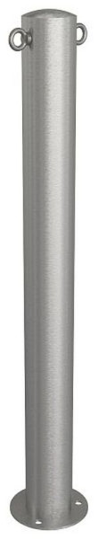 Schake Sperrpfosten aus Edelstahl Typ 4089P, Ø 89mm, ortsfest zum Aufdübeln, geschliffen, mit 2 Ösen, 4089P+2