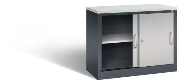 C+P Sideboard mit Schiebetüren Acurado, H720xB1000xT400mm, Farbe: Schwarzgrau / Weißaluminium, Bügelgriff, 2 OH, 5725-00 S10107