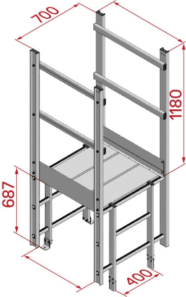 HYMER Ausstieg breit mit Übergang R13, Alu, Länge 950 mm, 0055576
