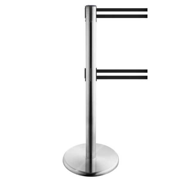 Stein HGS Personenleitsystem -P-Line Duo-, Edelstahl, schwarz/weiß/schwarz waagerecht (gestreift), mit Gurtendstück (Standard), Gurtlänge: 2 x 4 m, 36406-0702