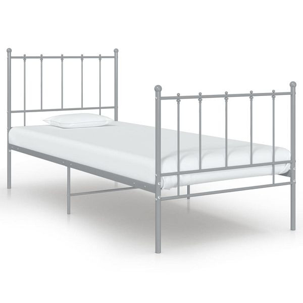 vidaXL Bett Grau Metall 100x200 cm, Material: pulverbeschichtetes Metall, 324951