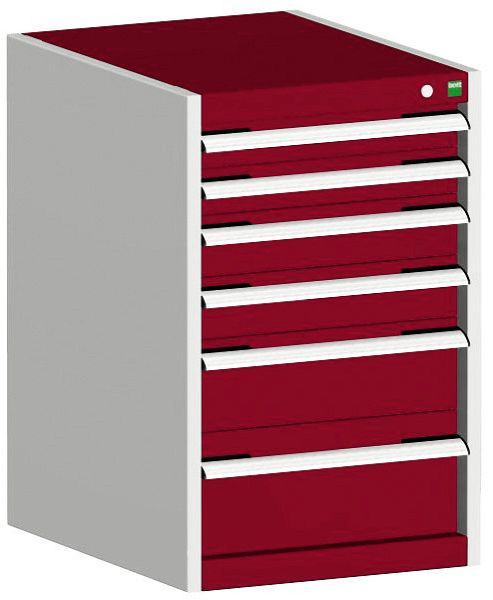 bott cubio Schubladenschrank bestückt mit 6 Schubladen BxTxH: 525 x 650 x 800 mm, RAL 7035/3004, 40018039.24V