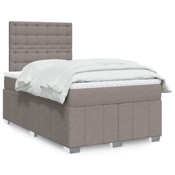 vidaXL Boxspringbett mit Matratze Taupe 120x200 cm Stoff, 3293953