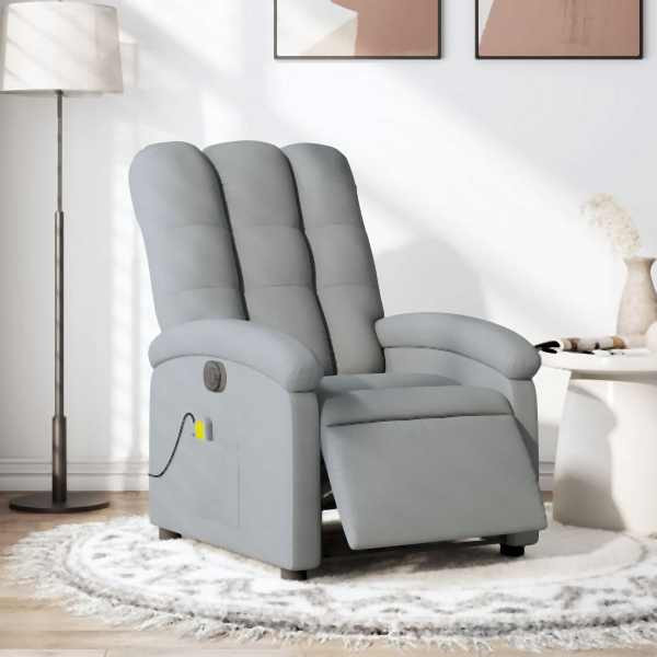 vidaXL Massagesessel Elektrisch Hellgrau Stoff, 3204080