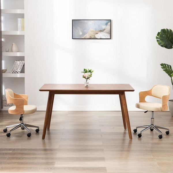 vidaXL Esszimmerstuhl Drehbar Creme Bugholz und Kunstleder, 287429