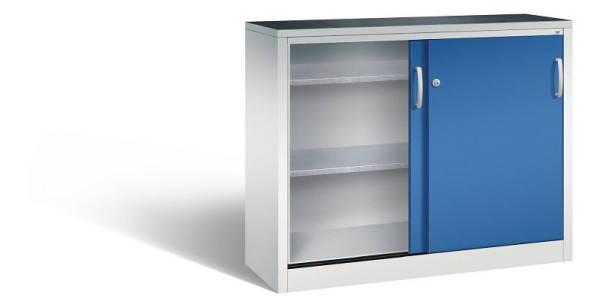 C+P Schiebetürenschrank Acurado, H1000xB1200xT400mm, Farbe: Lichtgrau / Enzianblau, Bügelgriff, 2046-09 S10067