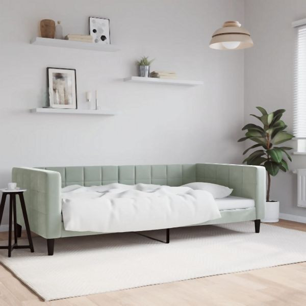 vidaXL Tagesbett Hellgrau 100x200 cm Samt, 2-in-1, 354015