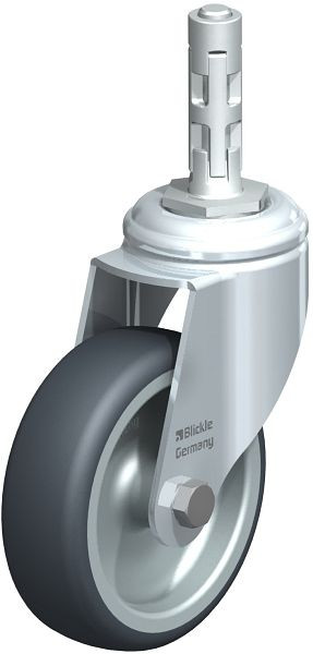 Blickle LKRA-TPA 101G-11-E11 Apparate-Lenkrolle mit Expander, Thermoplastisches Gummi-Elastomer, Grau, 674499