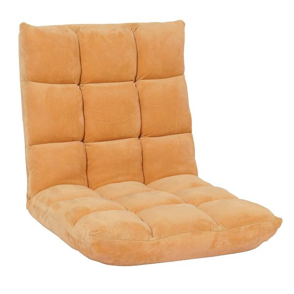 Mendler Bodensessel HWC-N43, Relaxsessel Bodenkissen Klappsessel 6 Relaxpositionen, stabiles Gestell Samt, hellbraun, 106904