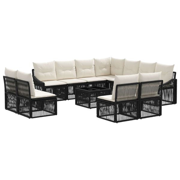 vidaXL Gartensofa-set 12-teilig Schwarz Poly-Rattan, 3436042
