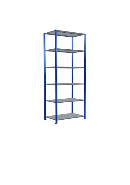 Schulte Grundregal, Steckregal MULTIplus330, 2500 x 1000 x 600 mm, 6 Fachböden, Kreuzstrebe, RAL 5010 enzianblau/verzinkt, 13961-B