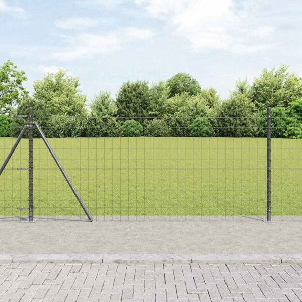 vidaXL Zaun mit Pfosten Grau 0.8 x 10 m Stahl, 3350917