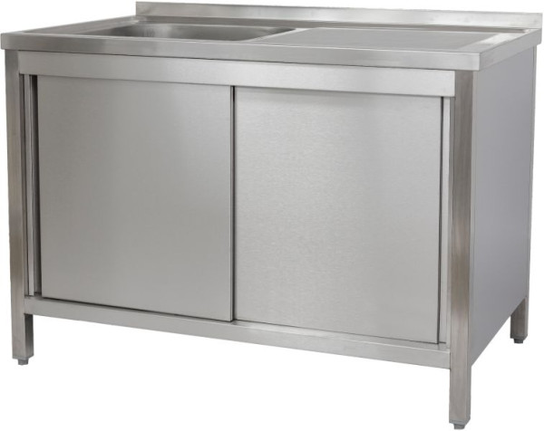 A&S Polarny Spülschrank 1200 x 700 x 850 mm 1 Becken links, mit Schubladenblock,700 mm Tiefe, SPSCHSB1271BL