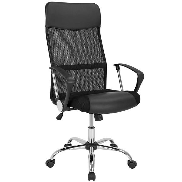 casaria Bürostuhl Deluxe Schwarz mit Netz, ergonomisch geformt, 100937