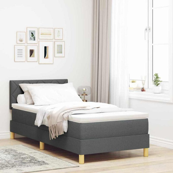 vidaXL Boxspringbett mit Matratze Dunkelgrau 90 x 190 cm Stoff, 3342479