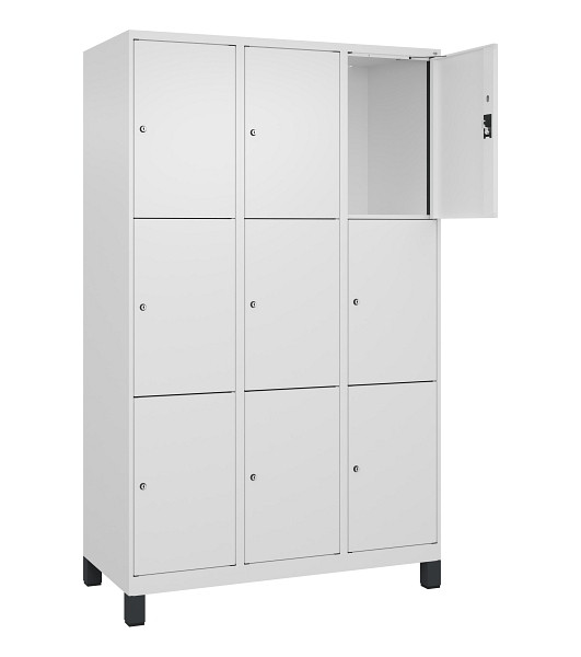 C+P Schließfachschrank Evolo PLUS, mit Füßen, 9 Fächer, 1950x1200x500mm, 9016/9, 049010-323 S10020