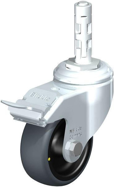 Blickle LKRA-TPA 80G-11-FI-ELS-E11 Apparate-Lenkrolle mit Expander & Feststeller, Thermoplastisches Gummi-Elastomer, Grau, 678060