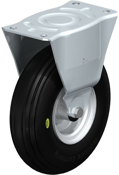 Blickle B-VW 260R Stahlblech-Bockrolle, mittelschwere Ausführung, mit Anschraubplatte, Weichgummi, Schwarz, 550616