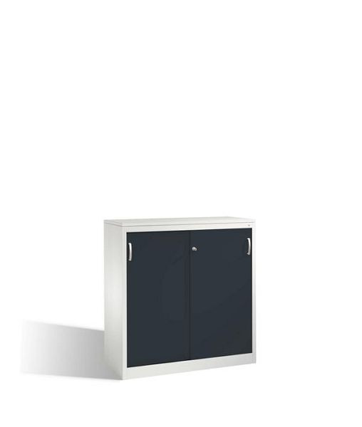 C+P Sideboard mit Schiebetüren Acurado, H1200xB1200xT500mm, Farbe: Lichtgrau / Schwarzgrau, Bügelgriff, 3 OH, 2057-1200 S10164