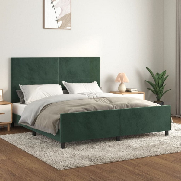 vidaXL Bettgestell mit Kopfteil Dunkelgrün 160x200 cm Samt, 3125644