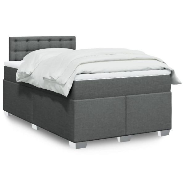 vidaXL Boxspringbett mit Matratze Dunkelgrau 120x190 cm Stoff, 3285842