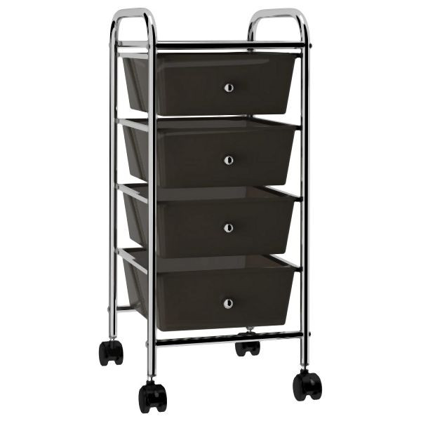 vidaXL Schubladenwagen mit 4 Schubladen Schwarz Kunststoff, 320398