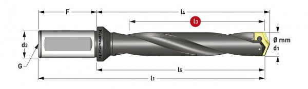 Karnasch Spatenbohrer Halter, spiral genutet, DIN 1835-B d= 22,0-24,0 mm, Nutzlänge: 269,9 mm, 221010026990220