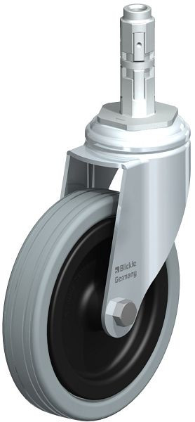 Blickle LKRA-VPA 125G-11-E12 Apparate-Lenkrolle mit Expander, Vollgummi, Grau, 226472