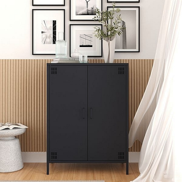 Mades Metall Möbel Pera7, Sideboard 2 Türen - 80,5 x 40 x 109,5 cm Anthrazit, 152.68.10.106.01