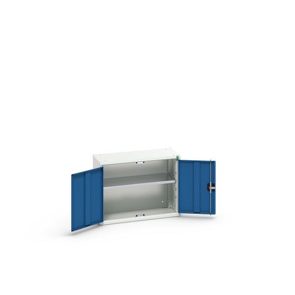 bott verso Flügeltürschrank, mit 1 Fachboden, BxTxH: 800 x 350 x 600 mm, Lichtgrau / Enzianblau, 16926102.11
