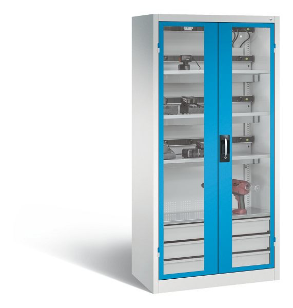 C+P Akkuladeschrank Comfort, H1950xB930xT500 mm, Lichtgrau/Lichtblau, 8921-055E3 S10007