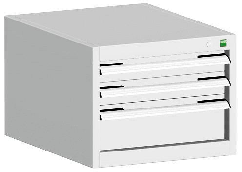 bott cubio Schubladenschrank bestückt mit 3 Schubladen BxTxH: 525 x 650 x 400 mm, RAL 7035, 40018127.16V