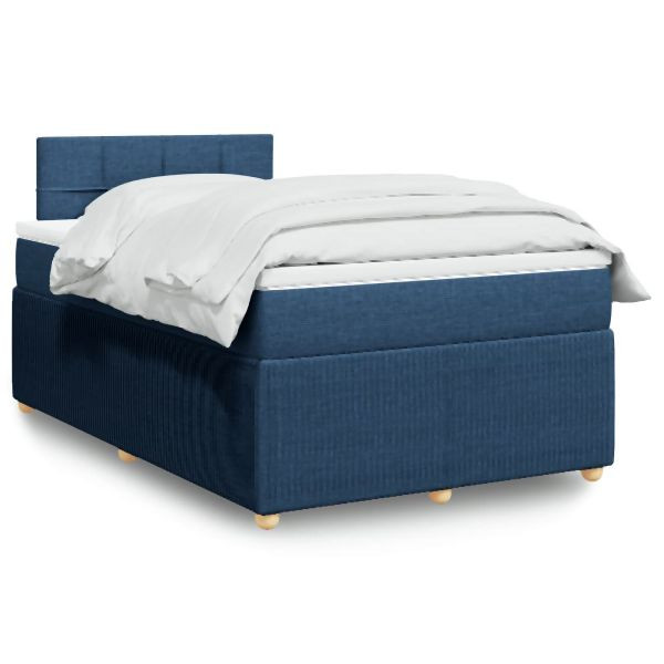 vidaXL Boxspringbett mit Matratze Blau 120x190 cm Stoff, 3289701