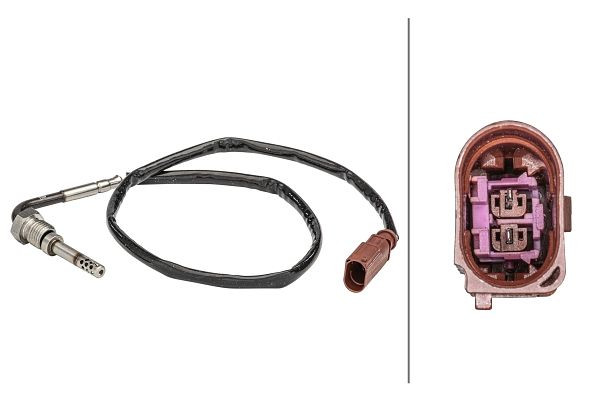 HELLA Sensor, Abgastemperatur, 2-polig, geschraubt, Kabel: 560mm, 6PT 358 181-011