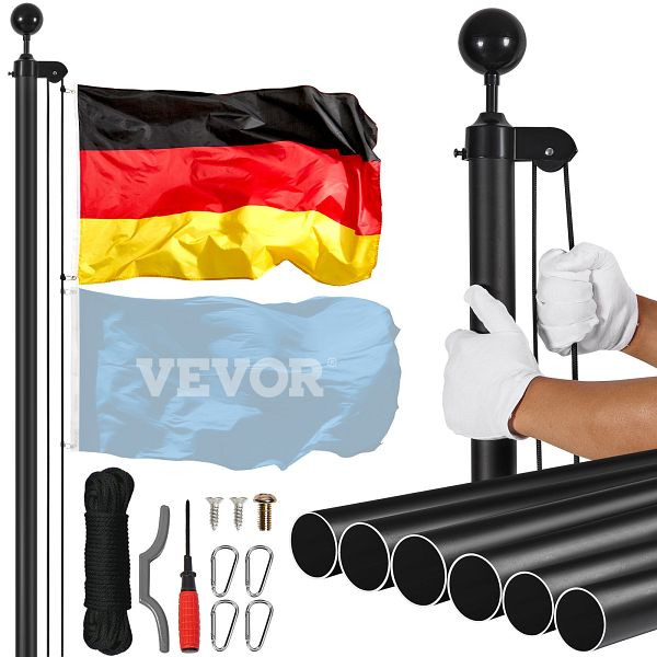 VEVOR 9,14m Abnehmbarer Fahnenmast Fahnenstange Deutschland Fahne Mast Schwarz, QGTJHS30YCTJ7KO1YV0