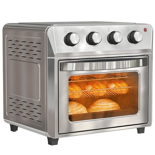 HOMCOM Minibackofen mit Umluft, Heißluftfritteuse, 6 Heizmodi, Timer, Zubehör, 24L, Silber, 800-203V90SR