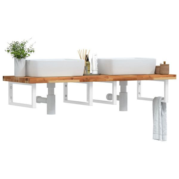 vidaXL Waschbeckenregal Wandmontage Stahl und Akazienholz, 3302868