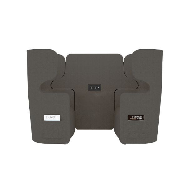 Bisley Raum in Raum Lösung Vivo, Zweisitzer, Hohe Rückenlehne, 2 Seitentaschen, 2 Steckdosen und 2 USB Anschlüsse, NE0018 schwarz, VIVH2SETPS2.NE0018